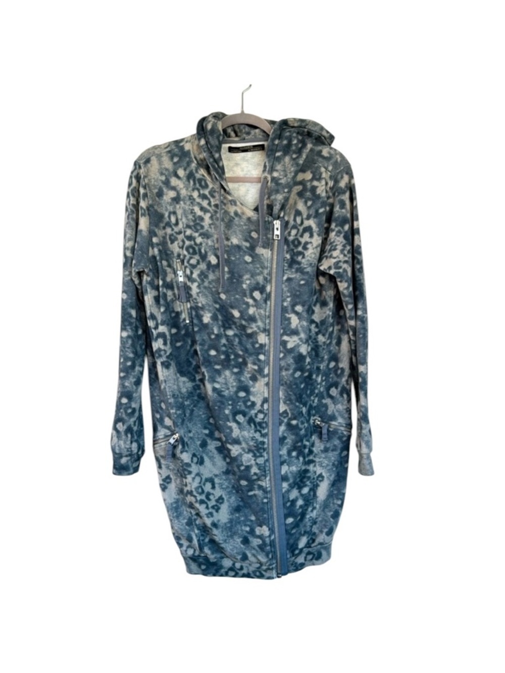 AllSaints Ridley Long Oversized Moto-Style Zip Hoodie Jacket Size:US6